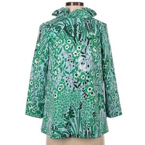Tuckernuck Floral Green blouse, high neck